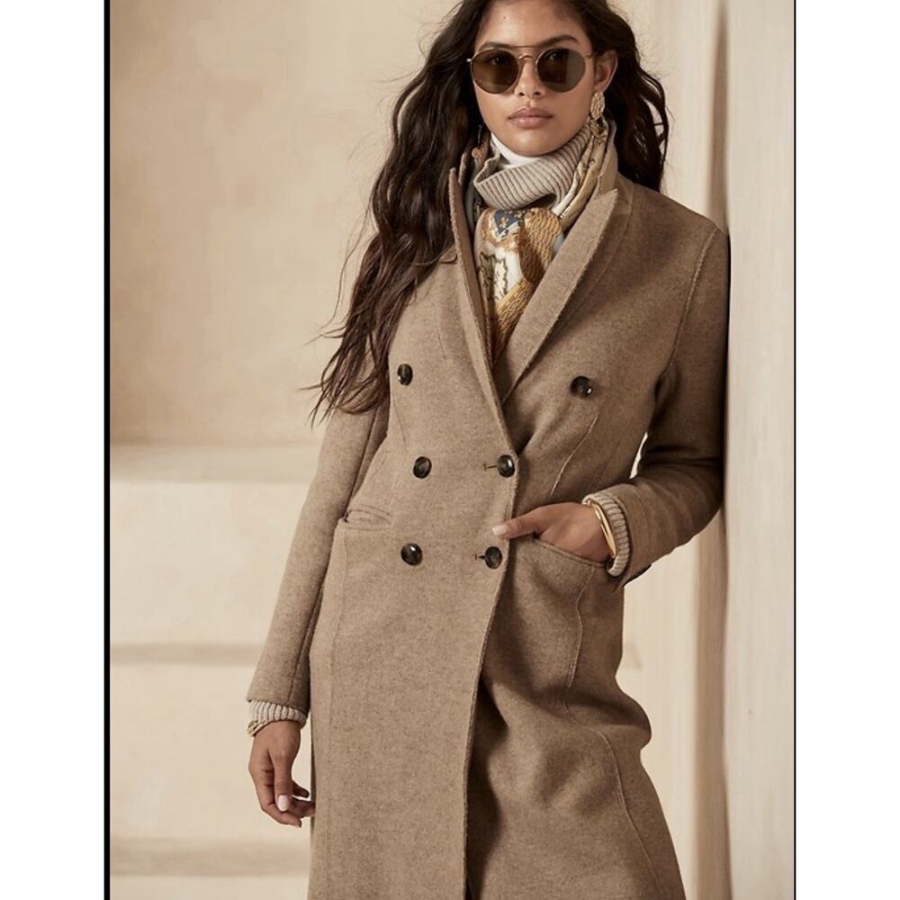Banana Republic Unlined Melton‎ Car Coat Size Medium Taupe - Picture 2 of 10